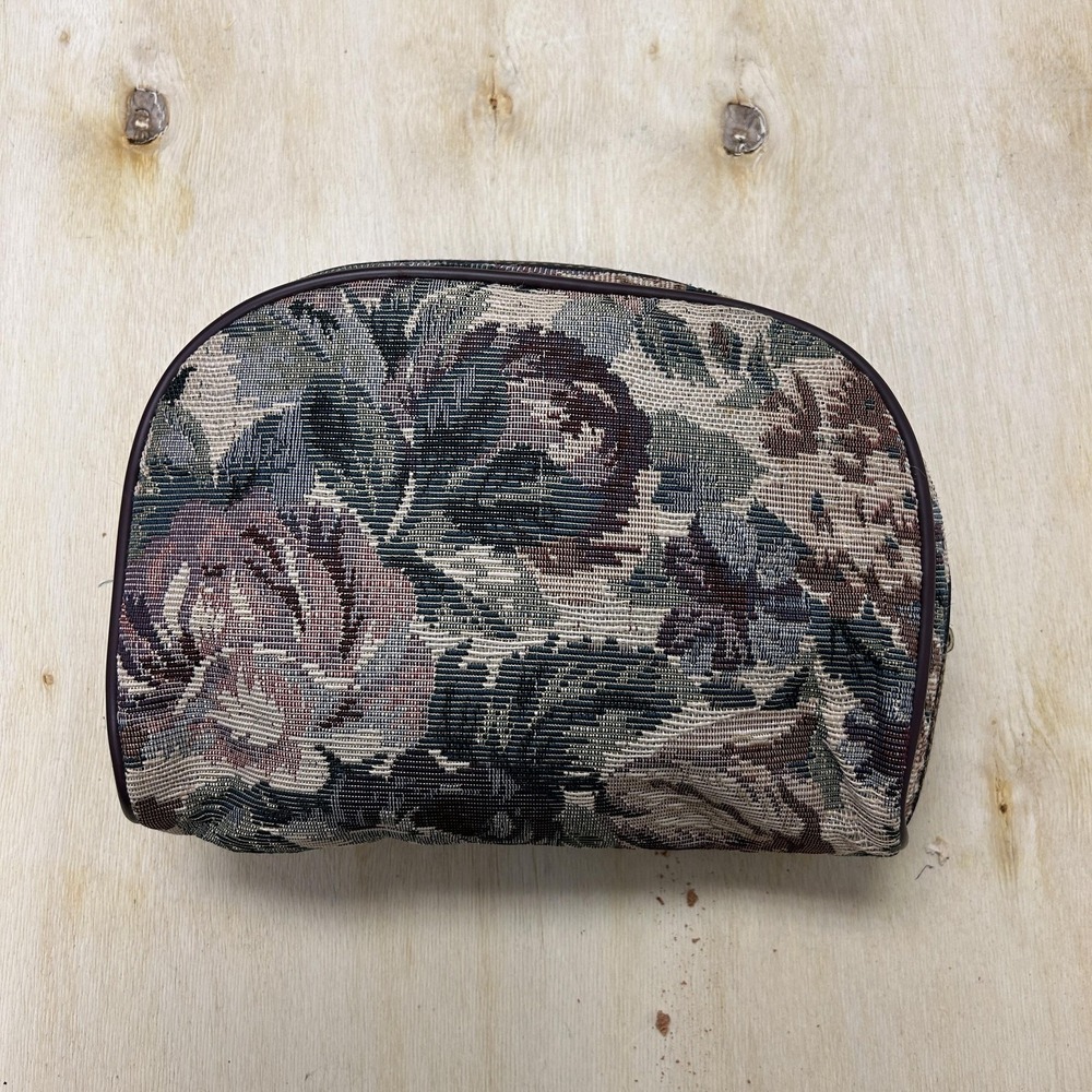 Jaguar Floral Tapestry Toiletry Bag Brown Green Travel Organizer Unisex